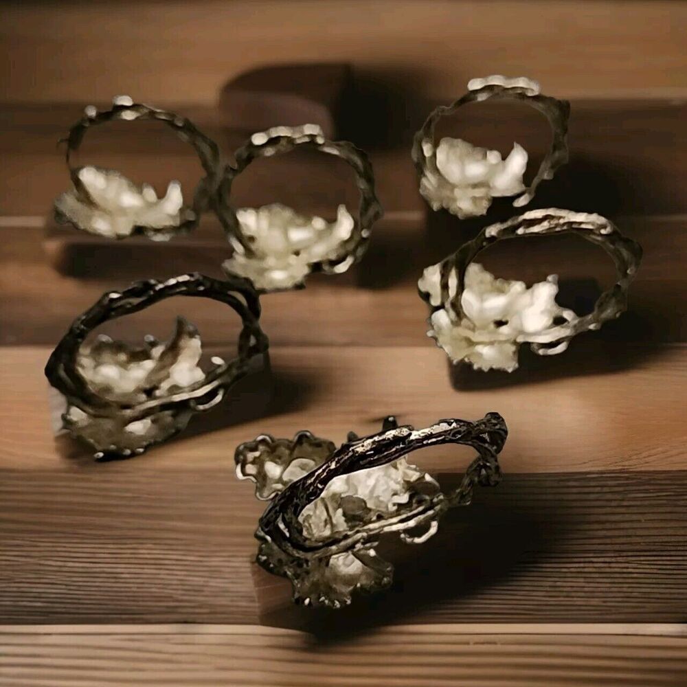 Vintage 1995 Arthur Court Silver Plated Grape Leaves Napkin Rings‎ 6 - Picture 9 of 9